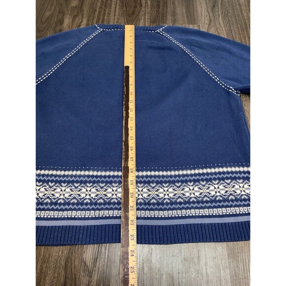 LizWear petite sweater Smoky Blue Size S Long sleeve Fairisle pattern - Picture 8 of 10